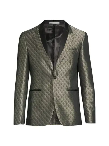 Pal Zileri Men's Geometric Single-Breasted Dinner Jacket - Grey | Thumbnail 1 Pal Zileri Men's Geometric Single-Breasted Dinner Jacket - Grey | Thumbnail 1