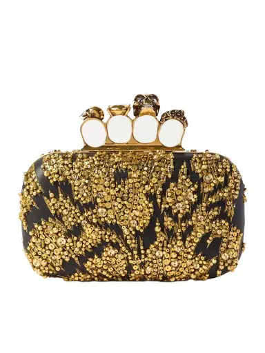 McQueen Skull Four Ring Embellished Leather Clutch | Thumbnail 1 McQueen Skull Four Ring Embellished Leather Clutch | Thumbnail 1