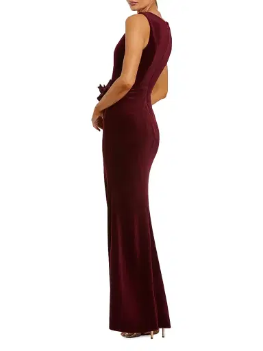 Mac Duggal Women's Floral Appliqué Velvet Column Gown | Thumbnail 2 Mac Duggal Women's Floral Appliqué Velvet Column Gown | Thumbnail 2