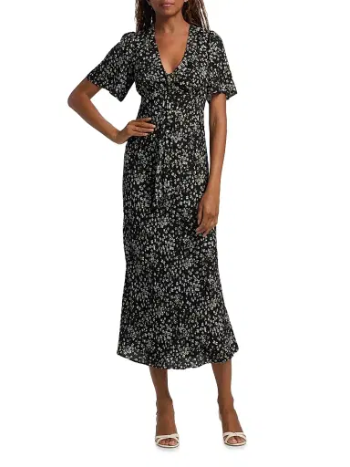 Reformation Women's Tyra Floral Crepe Midi-Dress | Thumbnail 2 Reformation Women's Tyra Floral Crepe Midi-Dress | Thumbnail 2