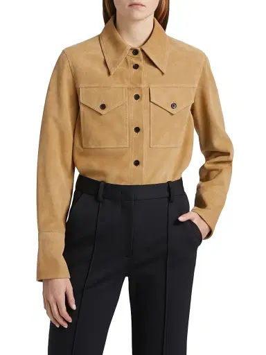 Co Women's Suede Blouse - Camel | Thumbnail 3 Co Women's Suede Blouse - Camel | Thumbnail 3
