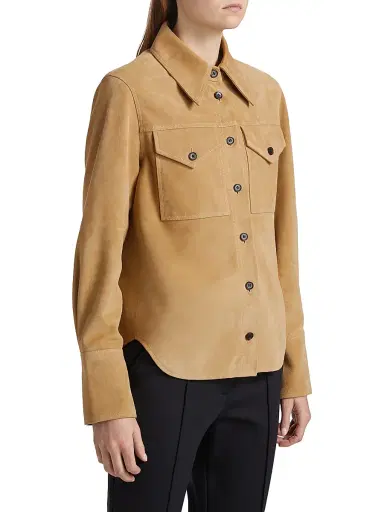 Co Women's Suede Blouse - Camel | Thumbnail 4 Co Women's Suede Blouse - Camel | Thumbnail 4