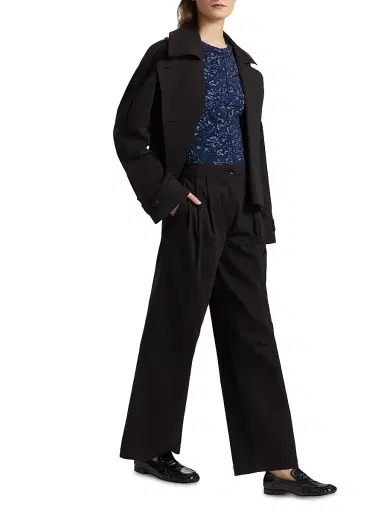 Proenza Schouler White Label Women's Romina Pleated Straight Pants - Black | Thumbnail 2 Proenza Schouler White Label Women's Romina Pleated Straight Pants - Black | Thumbnail 2