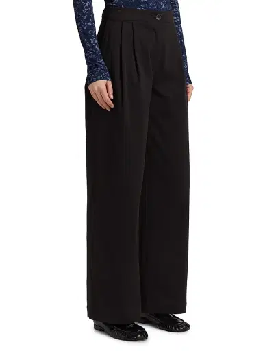 Proenza Schouler White Label Women's Romina Pleated Straight Pants - Black | Thumbnail 4 Proenza Schouler White Label Women's Romina Pleated Straight Pants - Black | Thumbnail 4