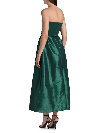 Kika Vargas Women's Rose Taffeta Strapless Midi-Dress - Pine | Thumbnail 5 Kika Vargas Women's Rose Taffeta Strapless Midi-Dress - Pine | Thumbnail 5