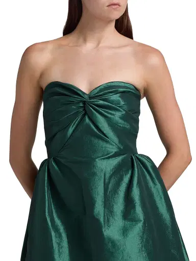 Kika Vargas Women's Rose Taffeta Strapless Midi-Dress - Pine | Thumbnail 6 Kika Vargas Women's Rose Taffeta Strapless Midi-Dress - Pine | Thumbnail 6
