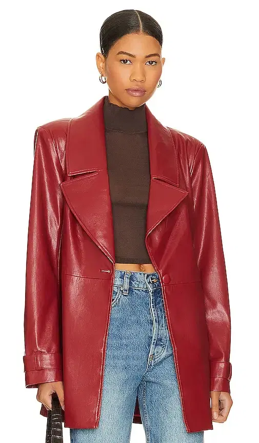 x REVOLVE Bordeaux Faux Leather Blazer x REVOLVE Bordeaux Faux Leather Blazer