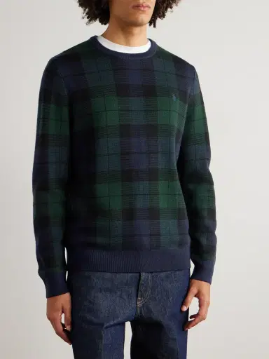 Polo Ralph Lauren Logo-Embroidered Checked Wool Sweater - Men | Thumbnail 3 Polo Ralph Lauren Logo-Embroidered Checked Wool Sweater - Men | Thumbnail 3