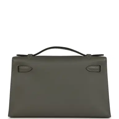 HERMÈS Hermes Special Order (HSS) Kelly Pochette Gris Meyer Verso Swift Permabrass Hardware | Thumbnail 4 HERMÈS Hermes Special Order (HSS) Kelly Pochette Gris Meyer Verso Swift Permabrass Hardware | Thumbnail 4