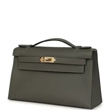 HERMÈS Hermes Special Order (HSS) Kelly Pochette Gris Meyer Verso Swift Permabrass Hardware | Thumbnail 5 HERMÈS Hermes Special Order (HSS) Kelly Pochette Gris Meyer Verso Swift Permabrass Hardware | Thumbnail 5