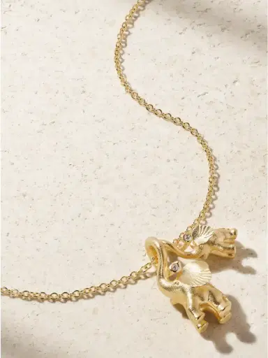 OLE LYNGGAARD COPENHAGEN Double Elephant 18-karat Gold Diamond Necklace | Thumbnail 1 OLE LYNGGAARD COPENHAGEN Double Elephant 18-karat Gold Diamond Necklace | Thumbnail 1