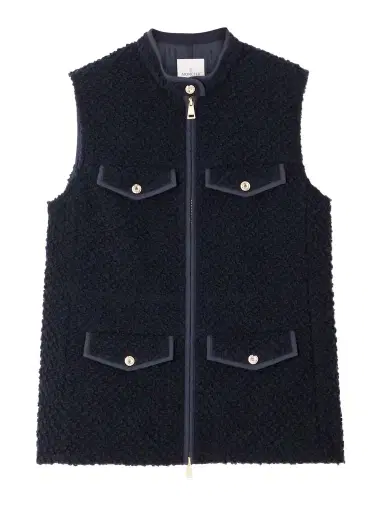 Moncler Fallavier Appliquéd Quilted Shell And Wool-bouclé Down Vest | Thumbnail 1 Moncler Fallavier Appliquéd Quilted Shell And Wool-bouclé Down Vest | Thumbnail 1