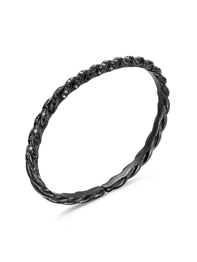 David Yurman Women's Sculpted Cable Flex Bracelet in 18K White Gold - Black Diamond | Thumbnail 3 David Yurman Women's Sculpted Cable Flex Bracelet in 18K White Gold - Black Diamond | Thumbnail 3