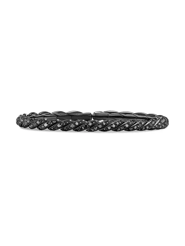 Women's Sculpted Cable Flex Bracelet in 18K White Gold - Black Diamond Women's Sculpted Cable Flex Bracelet in 18K White Gold - Black Diamond