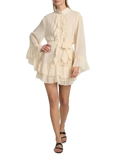 Ramy Brook Women's Claudia Ruffled Silk Minidress - Bone | Thumbnail 2 Ramy Brook Women's Claudia Ruffled Silk Minidress - Bone | Thumbnail 2