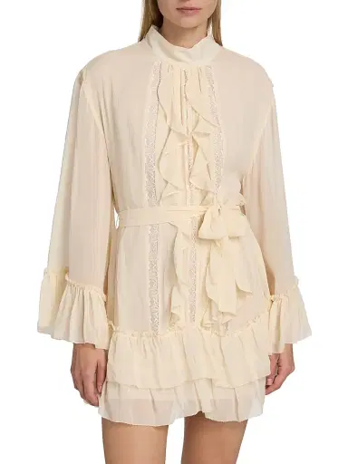 Ramy Brook Women's Claudia Ruffled Silk Minidress - Bone | Thumbnail 3 Ramy Brook Women's Claudia Ruffled Silk Minidress - Bone | Thumbnail 3