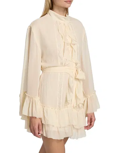 Ramy Brook Women's Claudia Ruffled Silk Minidress - Bone | Thumbnail 4 Ramy Brook Women's Claudia Ruffled Silk Minidress - Bone | Thumbnail 4