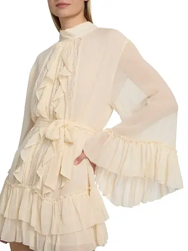 Ramy Brook Women's Claudia Ruffled Silk Minidress - Bone | Thumbnail 6 Ramy Brook Women's Claudia Ruffled Silk Minidress - Bone | Thumbnail 6
