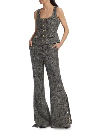 Toccin Women's Gracie Button-Cuff Tweed Pants - Charcoal Multi | Thumbnail 2 Toccin Women's Gracie Button-Cuff Tweed Pants - Charcoal Multi | Thumbnail 2