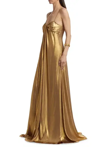 Toccin Women's Liza Metallic Cascade Gown - Antique Gold | Thumbnail 4 Toccin Women's Liza Metallic Cascade Gown - Antique Gold | Thumbnail 4