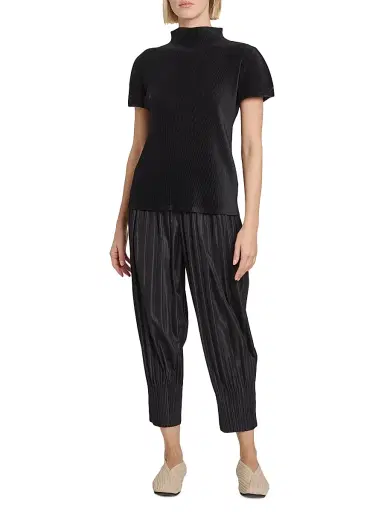Pleats Please Issey Miyake Women's Mist Basics Ribbed Top - Black - Size Large | Thumbnail 2 Pleats Please Issey Miyake Women's Mist Basics Ribbed Top - Black - Size Large | Thumbnail 2