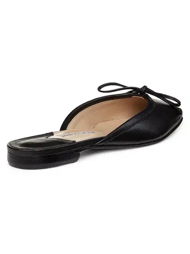 Manolo Blahnik Women's Ballerimu Bow-Detailed Leather Flat Mules - Black | Thumbnail 3 Manolo Blahnik Women's Ballerimu Bow-Detailed Leather Flat Mules - Black | Thumbnail 3