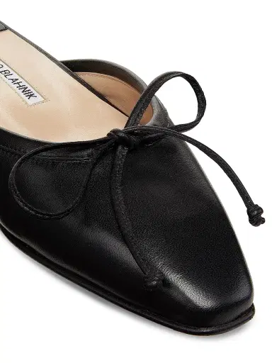 Manolo Blahnik Women's Ballerimu Bow-Detailed Leather Flat Mules - Black | Thumbnail 5 Manolo Blahnik Women's Ballerimu Bow-Detailed Leather Flat Mules - Black | Thumbnail 5