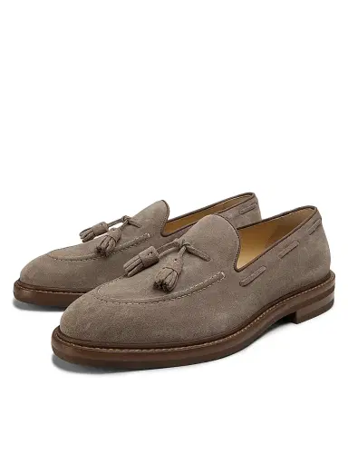 Brunello Cucinelli Men's Tasseled Suede Loafers - Medium Brown | Thumbnail 2 Brunello Cucinelli Men's Tasseled Suede Loafers - Medium Brown | Thumbnail 2