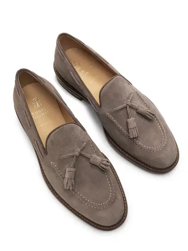 Brunello Cucinelli Men's Tasseled Suede Loafers - Medium Brown | Thumbnail 4 Brunello Cucinelli Men's Tasseled Suede Loafers - Medium Brown | Thumbnail 4