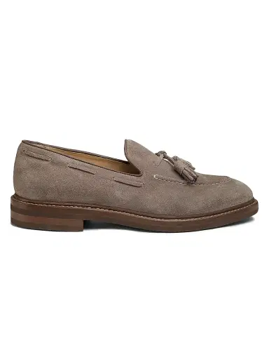 Brunello Cucinelli Men's Tasseled Suede Loafers - Medium Brown | Thumbnail 1 Brunello Cucinelli Men's Tasseled Suede Loafers - Medium Brown | Thumbnail 1