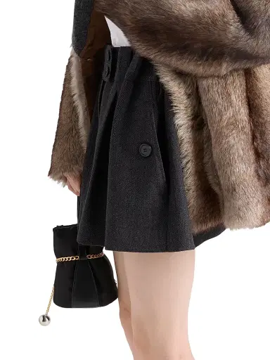 Prada Women's Chevron Wool Mini Skirt - Grey | Thumbnail 3 Prada Women's Chevron Wool Mini Skirt - Grey | Thumbnail 3