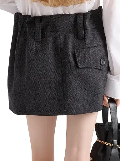 Prada Women's Chevron Wool Mini Skirt - Grey | Thumbnail 4 Prada Women's Chevron Wool Mini Skirt - Grey | Thumbnail 4