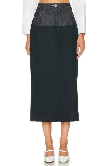 Matthew Bruch Denim Combo Midi Skirt | Thumbnail 1 Matthew Bruch Denim Combo Midi Skirt | Thumbnail 1