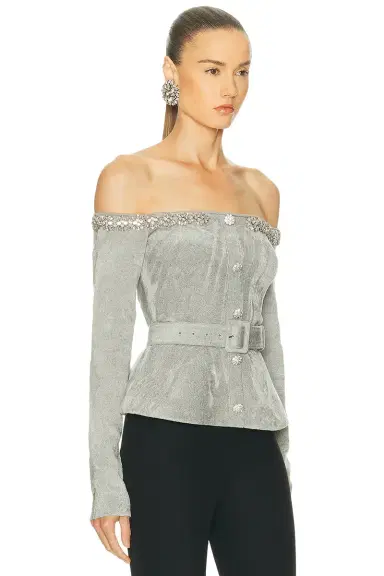 Self-Portrait Chenille Knit Crystal Trim Top | Thumbnail 2 Self-Portrait Chenille Knit Crystal Trim Top | Thumbnail 2