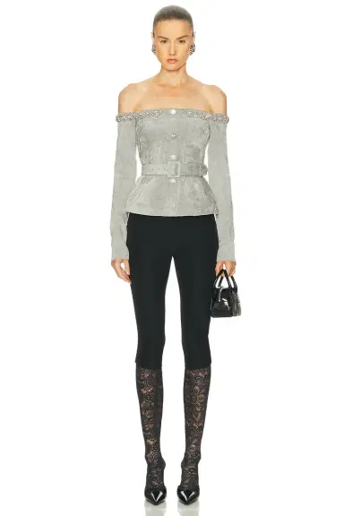 Self-Portrait Chenille Knit Crystal Trim Top | Thumbnail 4 Self-Portrait Chenille Knit Crystal Trim Top | Thumbnail 4