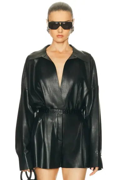 Norma Kamali Super Oversized Boyfriend Bodysuit | Thumbnail 1 Norma Kamali Super Oversized Boyfriend Bodysuit | Thumbnail 1