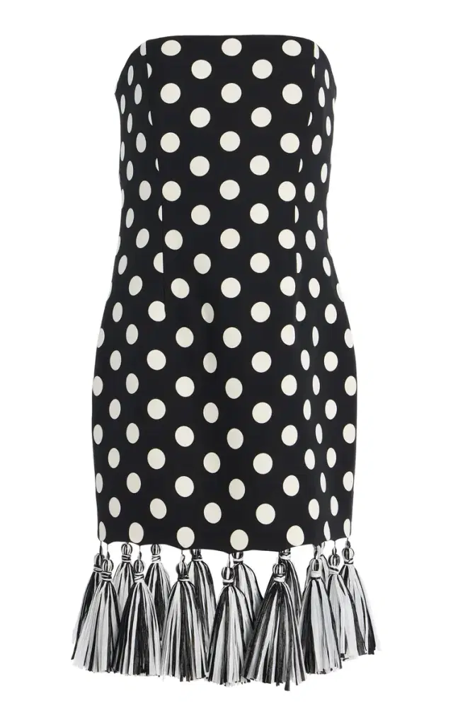 Exclusive Riviera Tassel-Embellished Wool-Silk Mini Dress Exclusive Riviera Tassel-Embellished Wool-Silk Mini Dress
