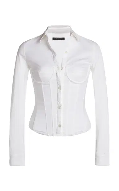 Balenciaga Ruched Stretch-Poplin Shirt | Thumbnail 1 Balenciaga Ruched Stretch-Poplin Shirt | Thumbnail 1