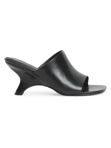 SIMKHAI Women's Shadow 75MM Mule Leather Sandals - Black | Thumbnail 1 SIMKHAI Women's Shadow 75MM Mule Leather Sandals - Black | Thumbnail 1