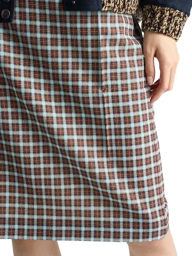 Prada Women's Checked Stretch Georgette Skirt - Blue Multi | Thumbnail 6 Prada Women's Checked Stretch Georgette Skirt - Blue Multi | Thumbnail 6