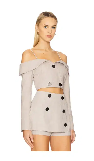 Matthew Bruch Off Shoulder Double-breasted Top | Thumbnail 2 Matthew Bruch Off Shoulder Double-breasted Top | Thumbnail 2