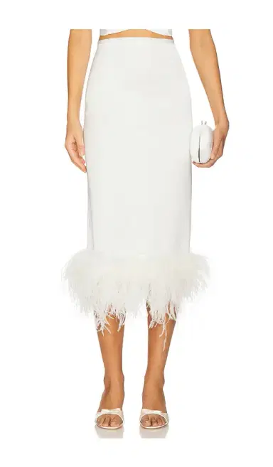 Milkwhite x REVOLVE Midi Skirt With Feathers | Thumbnail 1 Milkwhite x REVOLVE Midi Skirt With Feathers | Thumbnail 1