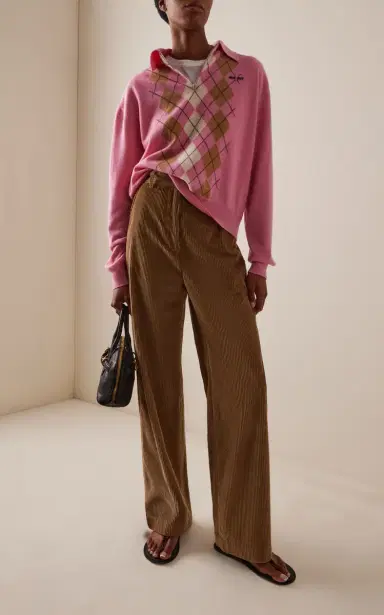 Miu Miu Argyle Cashmere Polo Sweater | Thumbnail 3 Miu Miu Argyle Cashmere Polo Sweater | Thumbnail 3