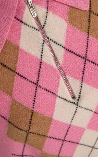Miu Miu Argyle Cashmere Polo Sweater | Thumbnail 5 Miu Miu Argyle Cashmere Polo Sweater | Thumbnail 5
