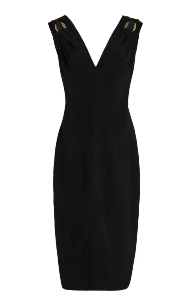 Bottega Veneta Gathered Hardware-Detailed Linen Midi Dress | Thumbnail 1 Bottega Veneta Gathered Hardware-Detailed Linen Midi Dress | Thumbnail 1