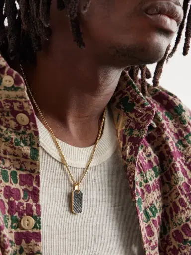 David Yurman Chevron Gold Diamond Pendant - Men | Thumbnail 2 David Yurman Chevron Gold Diamond Pendant - Men | Thumbnail 2