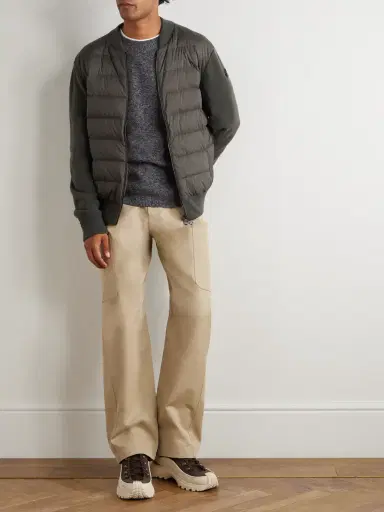 Moncler Quilted Shell-Panelled Virgin Wool Down Zip-Up Cardigan - Men | Thumbnail 2 Moncler Quilted Shell-Panelled Virgin Wool Down Zip-Up Cardigan - Men | Thumbnail 2