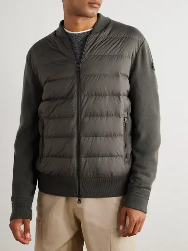 Moncler Quilted Shell-Panelled Virgin Wool Down Zip-Up Cardigan - Men | Thumbnail 3 Moncler Quilted Shell-Panelled Virgin Wool Down Zip-Up Cardigan - Men | Thumbnail 3
