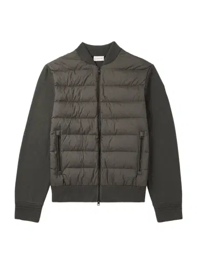 Moncler Quilted Shell-Panelled Virgin Wool Down Zip-Up Cardigan - Men | Thumbnail 1 Moncler Quilted Shell-Panelled Virgin Wool Down Zip-Up Cardigan - Men | Thumbnail 1