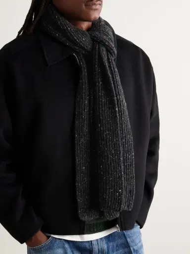 Inis Meáin Ribbed Cashmere Scarf - Men | Thumbnail 2 Inis Meáin Ribbed Cashmere Scarf - Men | Thumbnail 2